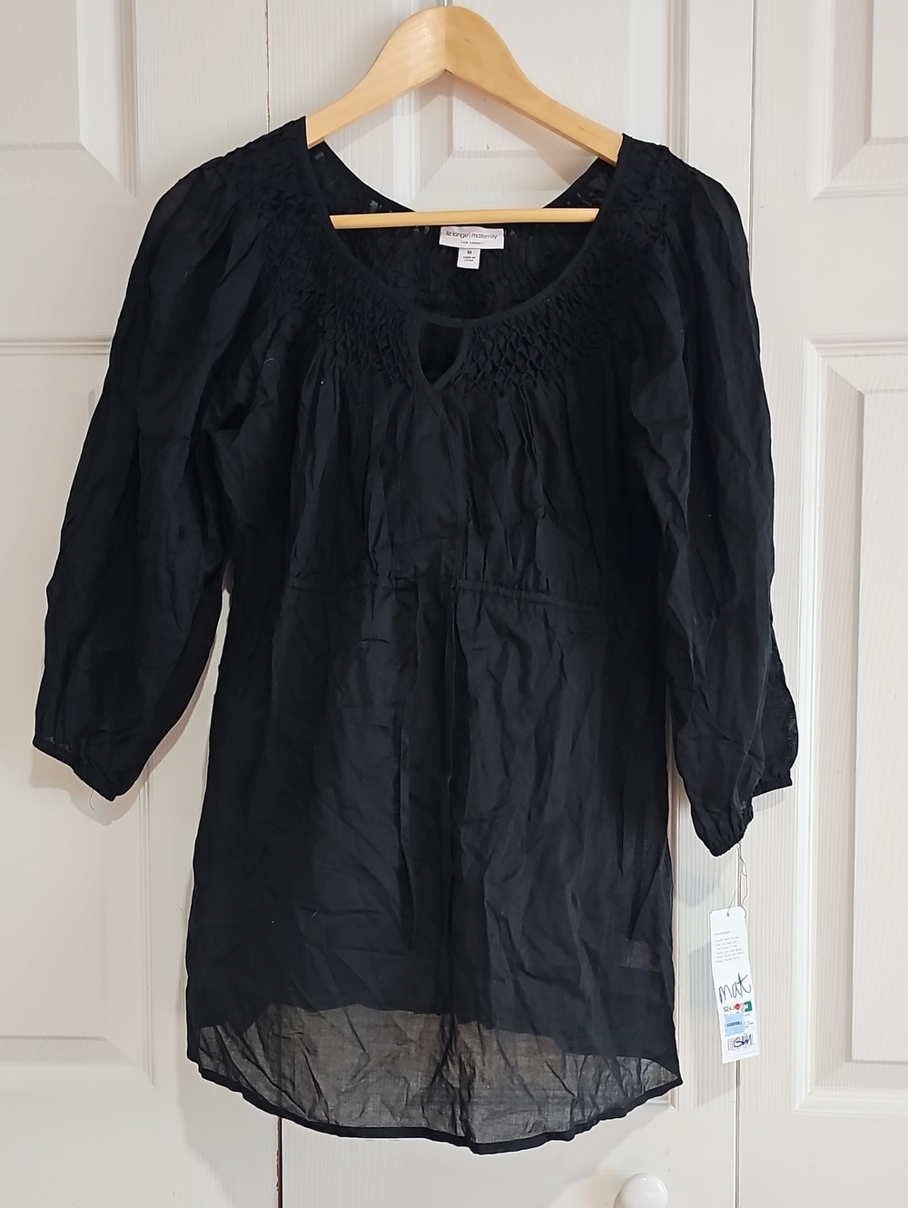 Liz Lange Maternity Smocked Peasant Blouse | Size Medium